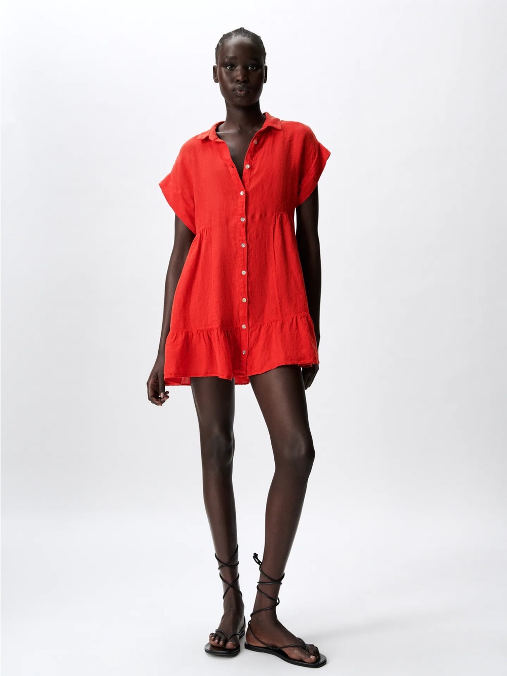 ZARA Red Linen Mini Dress